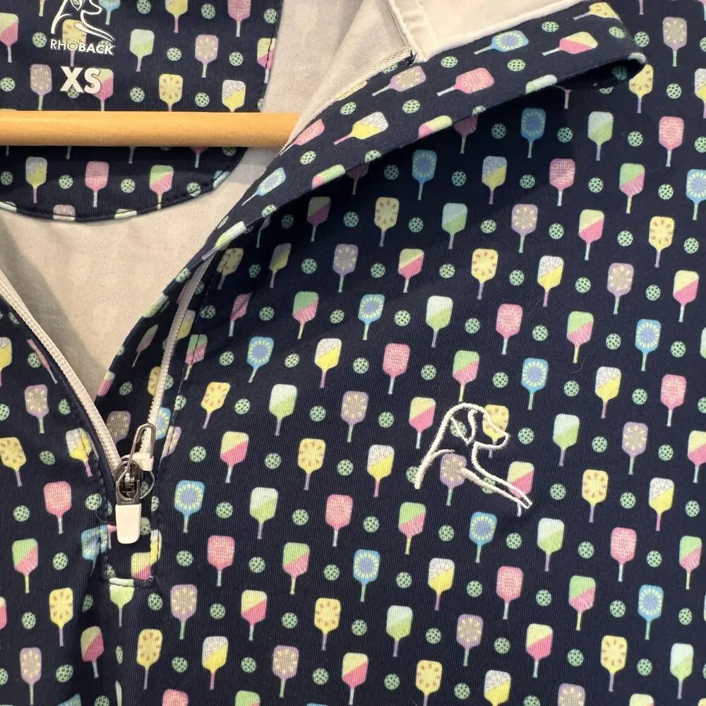 NWT Rhoback Women’s Pickleball Paddle Print Quarter Zip Pullover Top XS - Picture 4 of 6